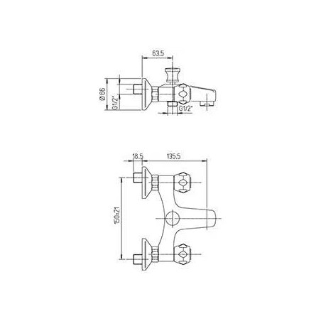 Orchidea Tevere 1/2 turn ceramic head bath and shower mixer