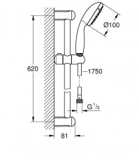 Ensemble barre de douche Tempesta 100 2 jets