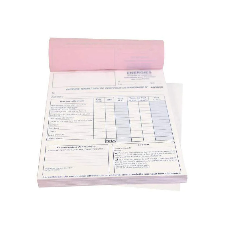 Carnet de ramonage 50 feuillets