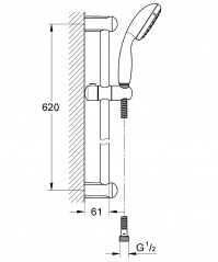 Tempesta II 2-jet shower bar set, 600mm