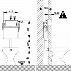 Réservoir encastré complet Schwab 182.0400 pour WC au sol