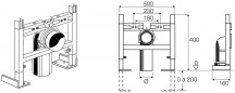 Self-supporting toilet block with bent pipe