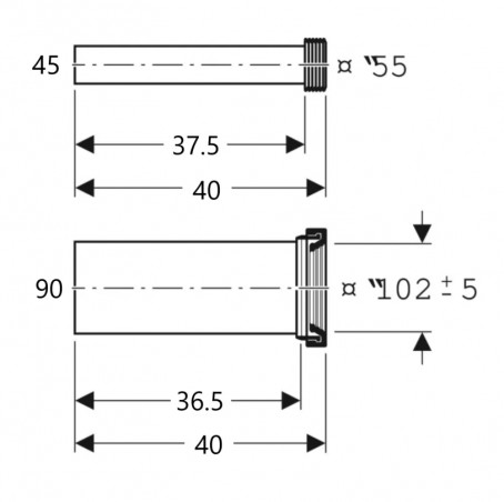 Connecting sleeve set for Duofix 2 length 40 cm