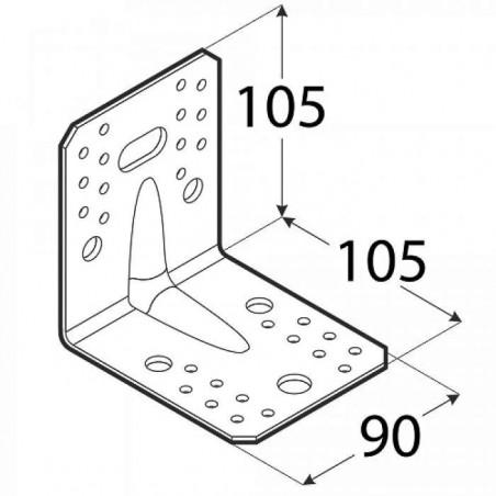 Reinforced galvanized angle 105x105x90x3 mm