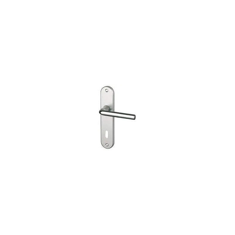 Door handle set with key hole plate, silver aluminium