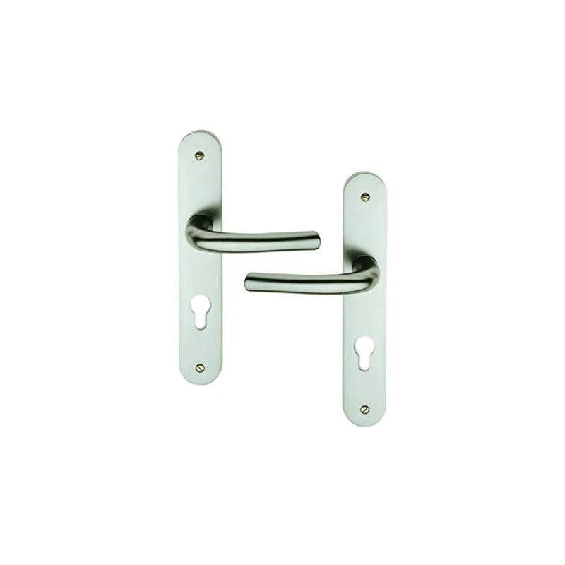 Door handle set, on cylinder plate, silver aluminium