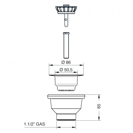 Bonde à panier pour évier gré d.86 pour trou de 60mm