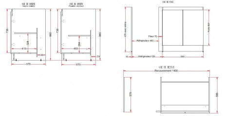 Kitchenette cabinet 80cm, with side panel