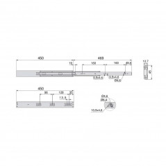 Pairs of drawer slides, ball bearing, full extension and soft closing, 45x450, set of 5