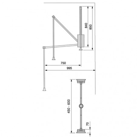  Penderie rabattable pour armoire 452 à 600mm