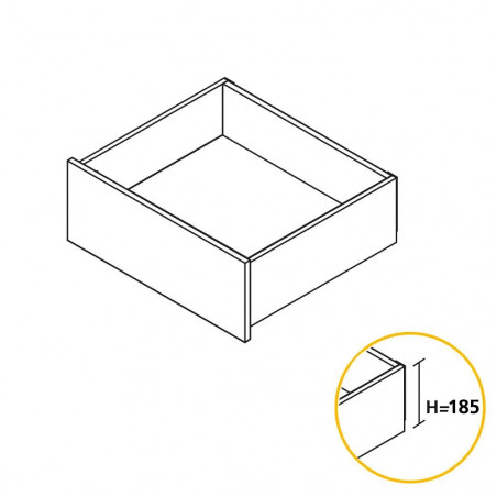 Kit de tiroir avec amortie, hauteur 185mm, longueur 500mm, blanc