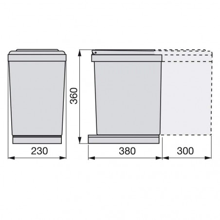 Cubo de reciclaje 16L, tapa automática, plástico gris