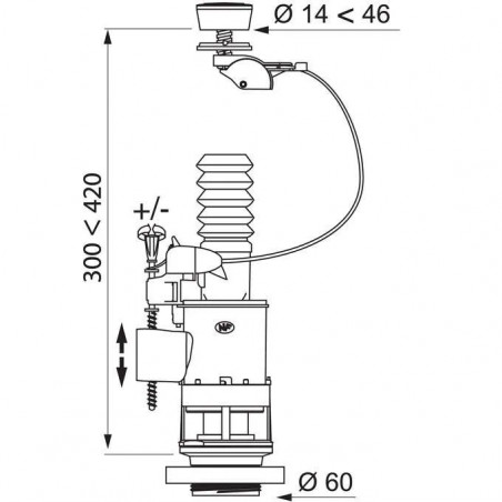 Double flush cable mechanism MW2