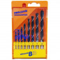 Cassette of 8 wood drills, diameter 3mm to 10mm