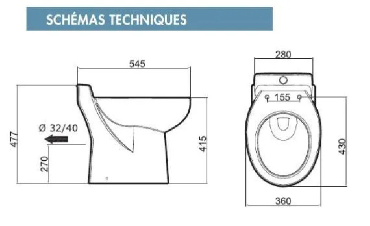 Cuvette à broyeur intégré avec sortie lave mains