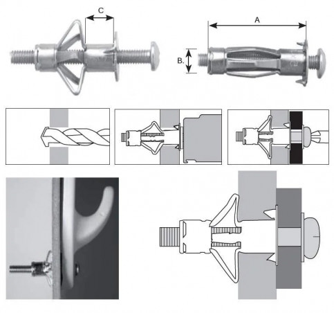 Plumbagrip Placo Peg Bare 5 x 53, 10 piezas