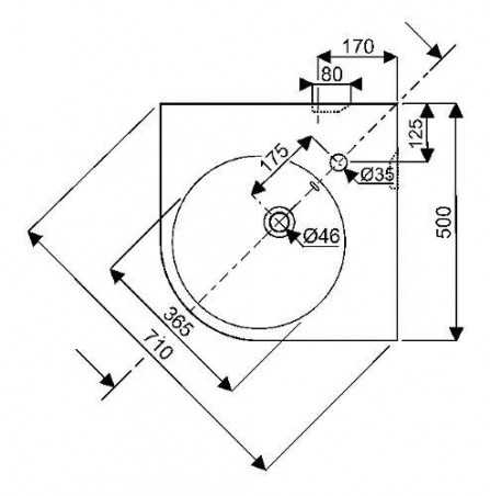 Lavabo d'angle compact Prima Style 500x500