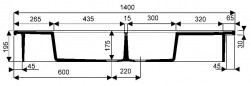 Freistehende Spüle, weiß, 140x60