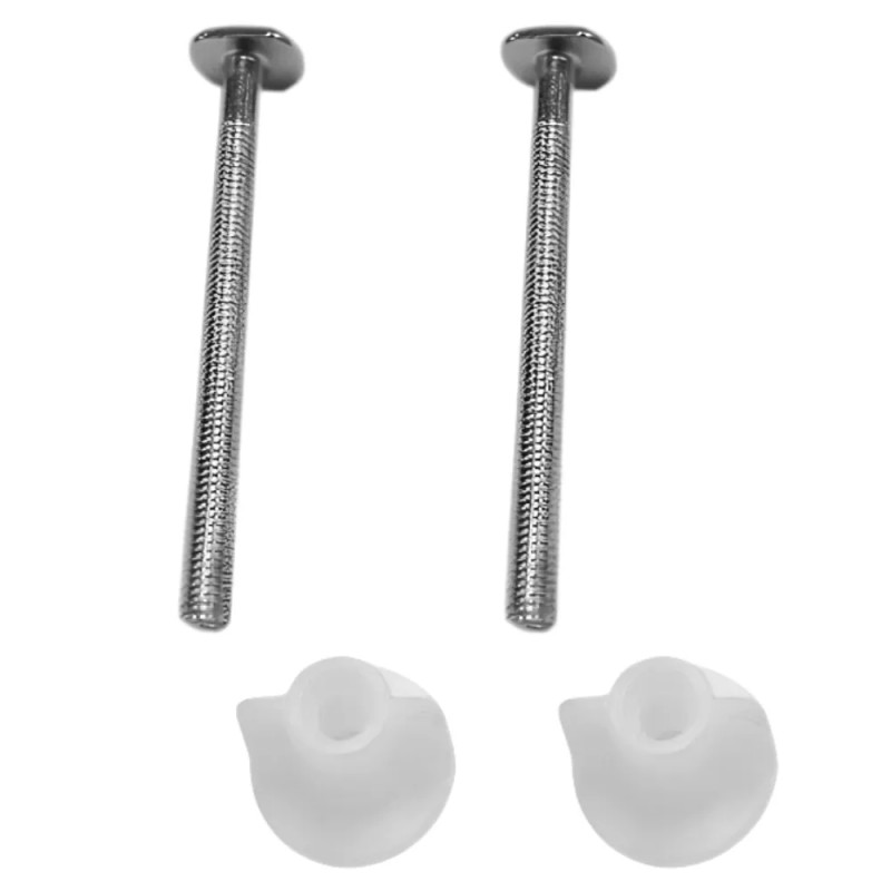 Metal toilet seat fasteners.