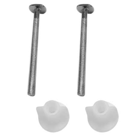 Metal toilet seat fasteners.