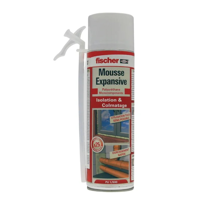 Mousse expansive polyuréthane PU 1/500 isolant et colmatage, 500 ml