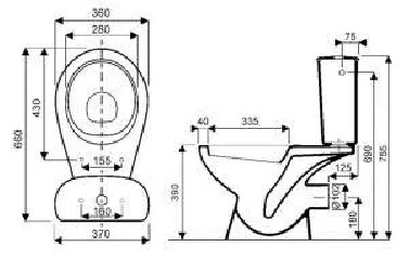 BASTIA toilet bowl with horizontal outlet