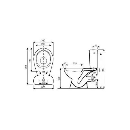 BASTIA toilet bowl with horizontal outlet