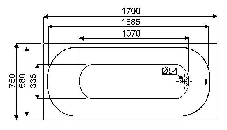 BASTIA 3 bathtub, 170x75