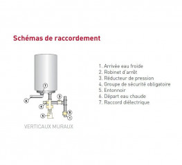 Chauffe eau électrique 50 litres vertical stéatite Sagéo, 1200W