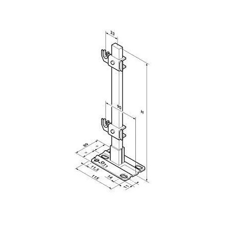 Piede di livellamento a vite, altezza 800 mm, 1 pezzo