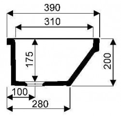 PUBLICA lavabo comune, 100x39x20, bianco