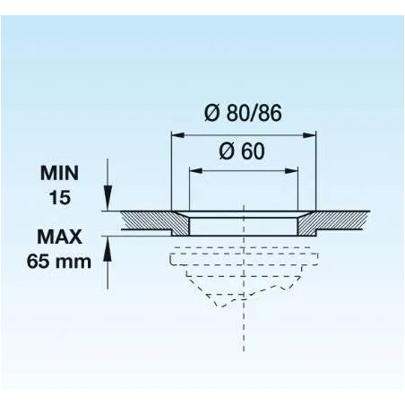 Bonde à panier gain de place, pour évier gré, 80mm, trou 60mm