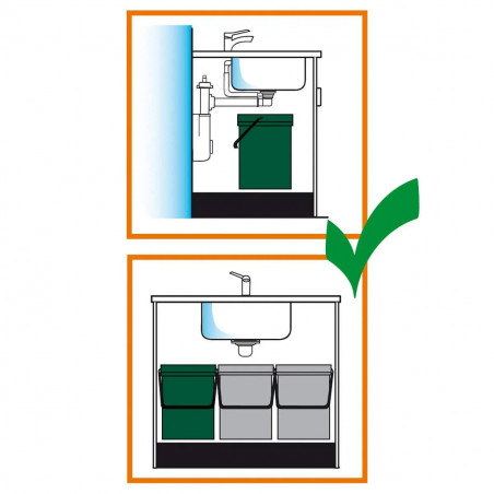 Space-saving basket strainer with 90mm overflow