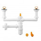 2-bowl grey sink drain with central siphon