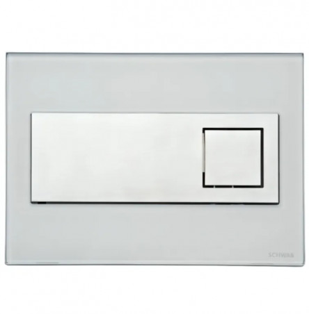 Plaque de commande murale WC encastré Caro, verre blanc