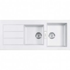 Evier Sirius tectonite 2 cuves et 1 égoutoir 100x51 blanc artic