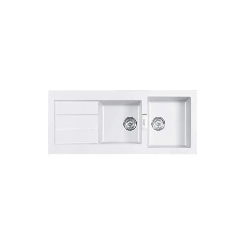 Lavello Sirius tectonite 2 vasche e 1 sgocciolatoio 100x51 bianco artic