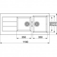 Sink Sirius tectonite 2 bowls and 1 drainer 100x51 white artic