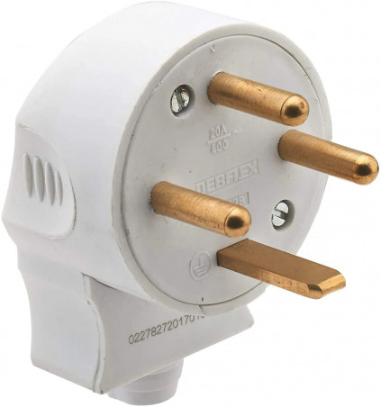 20A 3-pin round D.6mm male power plug (white)