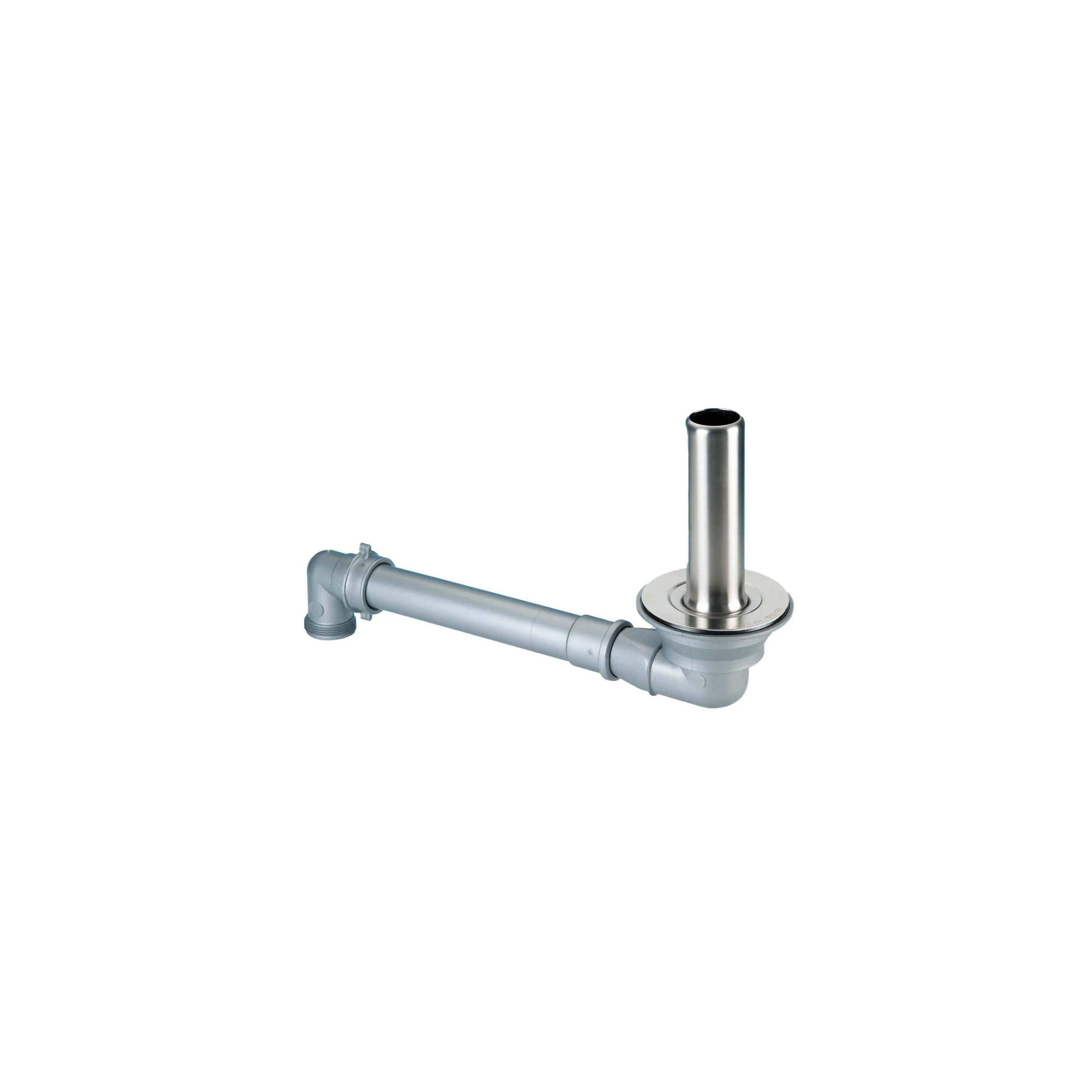 Space-saving drain with 270mm stainless steel overflow tube for 90mm diameter sinks