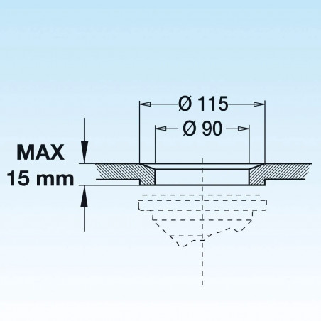 Bonde gain de place avec tube de surverse inox 270mm pour évier diamètre 90mm