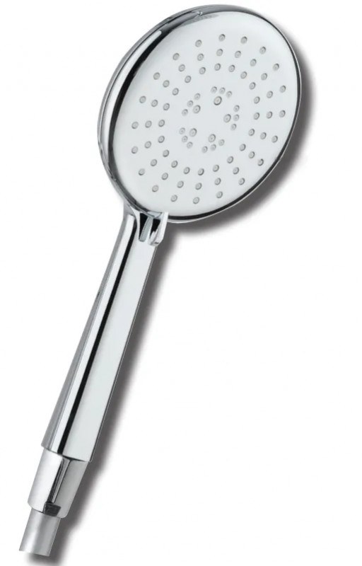 Pommeau de douche 3 jets, diamètre 120 mm, système anti-calcaire, blanc et chromé