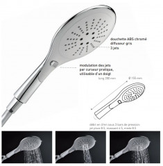 Handbrause Inouie+ ABS verchromt, 3-strahlig, Durchmesser 155mm, 8.5 l/min