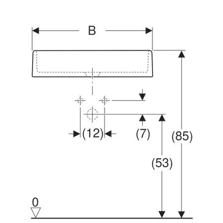 Fregadero de 13cm con bordes rectos, 600x400mm