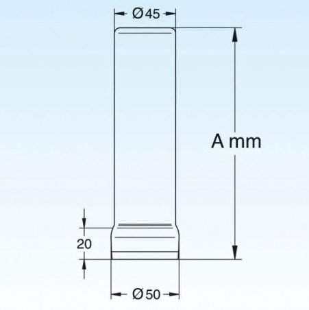 Tubo de desbordamiento de acero, longitud 240mm