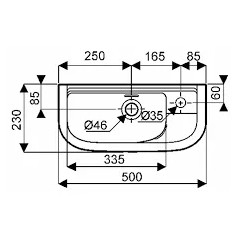 Lave mains Linea compact 50 cm x 23 cm