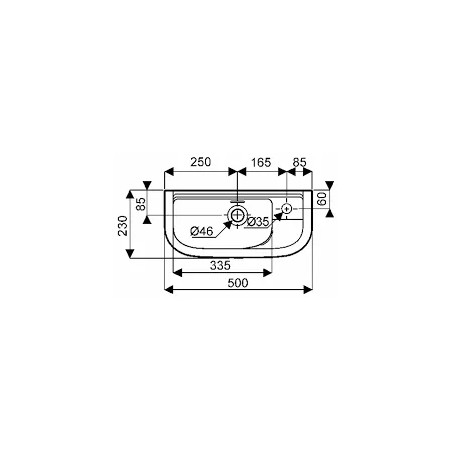 Hand-washing basin Linea compact 50 cm x 23 cm