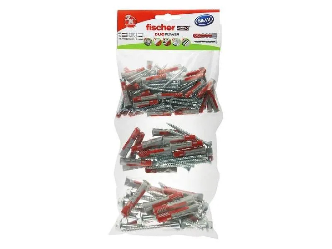 Assortiment de chevilles DUOPOWER avec Vis, 65 pièces.