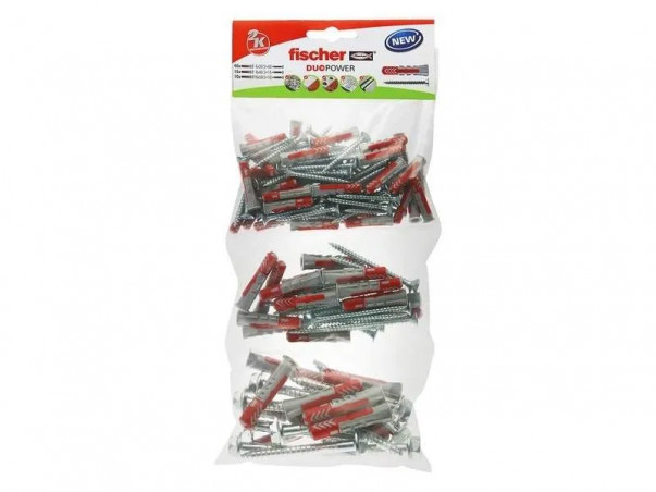 Assortiment de chevilles DUOPOWER + Vis - 65 pièces.