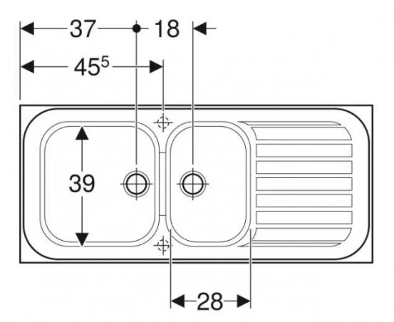 Built-in sink VALLAURIS 2 white 112 x 50 cm.